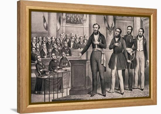 Louis-Napoleon Swears Allegiance to the Republic in December 1848-null-Framed Premier Image Canvas