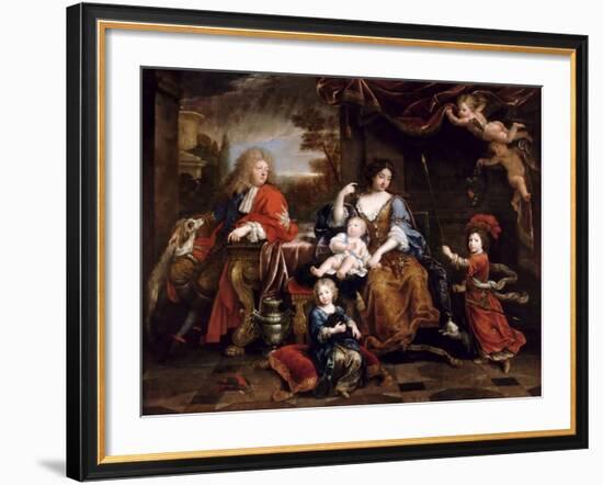 Louis of France, Grand Dauphin (1661-171), with His Family-Pierre Mignard-Framed Giclee Print