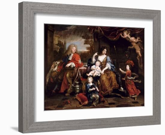 Louis of France, Grand Dauphin (1661-171), with His Family-Pierre Mignard-Framed Giclee Print