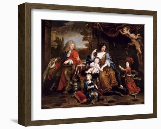 Louis of France, Grand Dauphin (1661-171), with His Family-Pierre Mignard-Framed Giclee Print