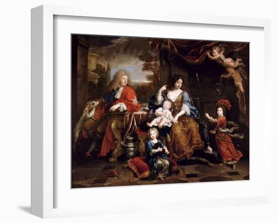 Louis of France, Grand Dauphin (1661-171), with His Family-Pierre Mignard-Framed Giclee Print