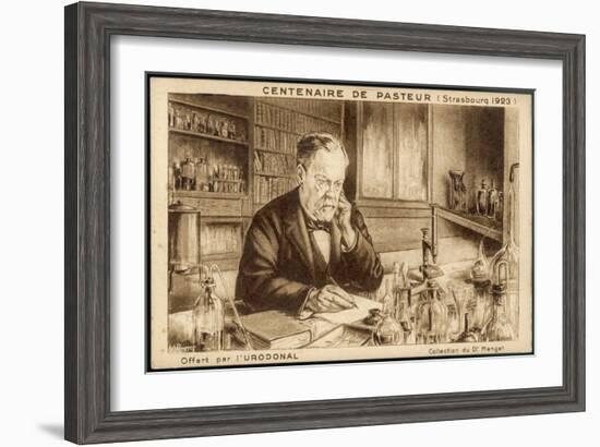 Louis Pasteur French Chemist and Microbiologist in His Laboratory-H. Wagner-Framed Art Print