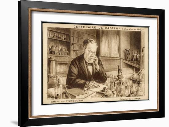 Louis Pasteur French Chemist and Microbiologist in His Laboratory-H. Wagner-Framed Art Print