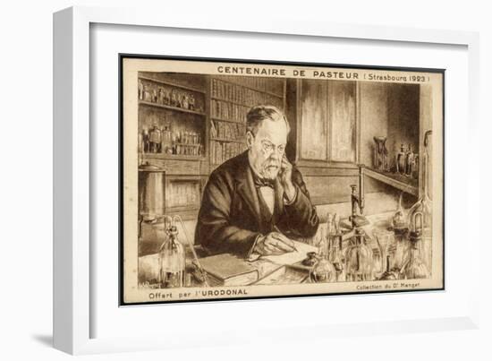 Louis Pasteur French Chemist and Microbiologist in His Laboratory-H. Wagner-Framed Art Print