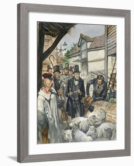 Louis Pasteur Sees the Results of His Experiment with a Vaccine for Anthrax-Peter Jackson-Framed Giclee Print