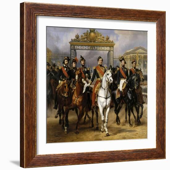 Louis Philippe and His Sons to Horse at This Leave Versailles of Lock, June 10, 1837-Horace Vernet-Framed Giclee Print