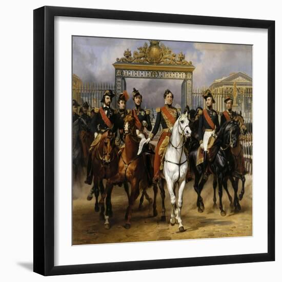 Louis Philippe and His Sons to Horse at This Leave Versailles of Lock, June 10, 1837-Horace Vernet-Framed Giclee Print