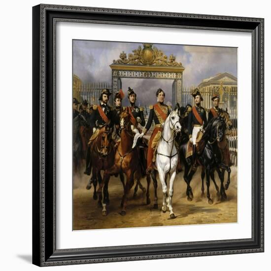Louis Philippe and His Sons to Horse at This Leave Versailles of Lock, June 10, 1837-Horace Vernet-Framed Giclee Print