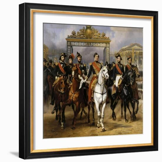 Louis Philippe and His Sons to Horse at This Leave Versailles of Lock, June 10, 1837-Horace Vernet-Framed Giclee Print