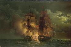 Battle Between the French Frigate Arethuse and the English Frigate Amelia Islands of Loz, 1813-Louis Philippe Crepin-Framed Premier Image Canvas