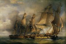 Battle Between the French Frigate Arethuse and the English Frigate Amelia Islands of Loz, 1813-Louis Philippe Crepin-Mounted Giclee Print