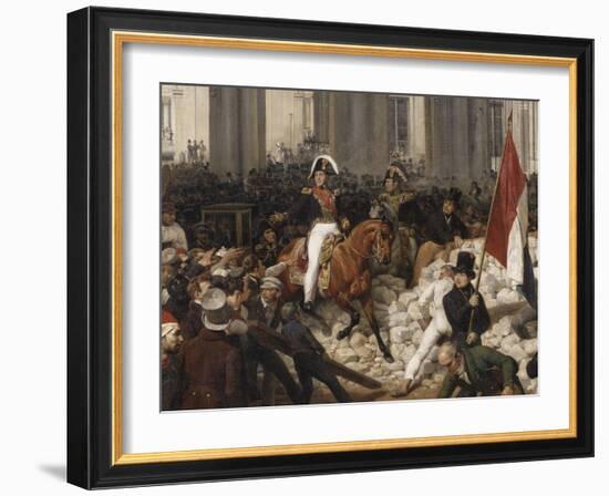 Louis-Philippe, duc d'Orléans, nommé lieutenant général du royaume, quitte à cheval le Palais-Horace Vernet-Framed Giclee Print