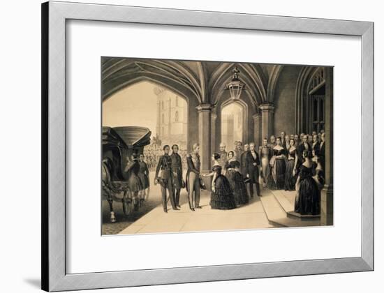 Louis-Philippe's Journey in England, 1844, King Being Received at Windsor Castle, October 8, 1844-Edouard Pingret-Framed Giclee Print