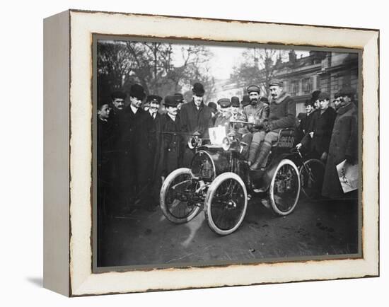 Louis Renault in the Driver's Seat of a Voiturette Renault 1¾ Hp, 1899-null-Framed Premier Image Canvas