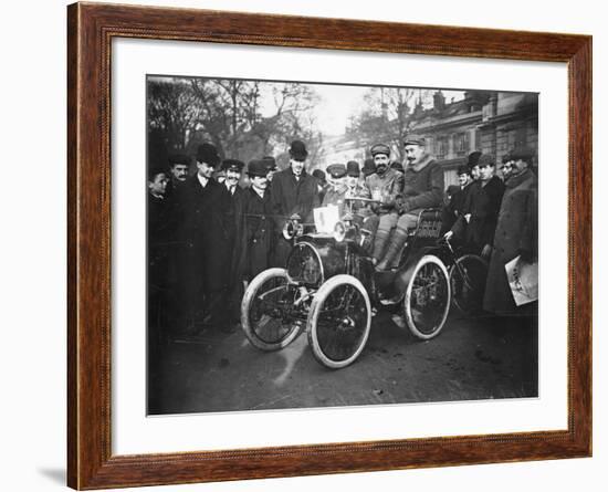 Louis Renault in the Driver's Seat of a Voiturette Renault 1¾ Hp, 1899-null-Framed Photographic Print