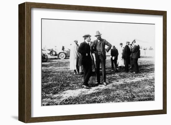 Louis Renault (To the Lef) and Edouard Michelin at the French Grand Prix, Dieppe, 1908-null-Framed Photographic Print