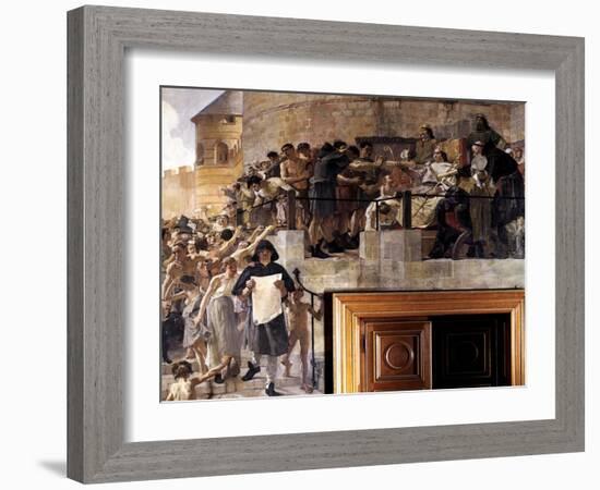 Louis VI of France granting the citizens of Paris their first charter, 12th century (c1858-1921)-Jean-Paul Laurens-Framed Giclee Print