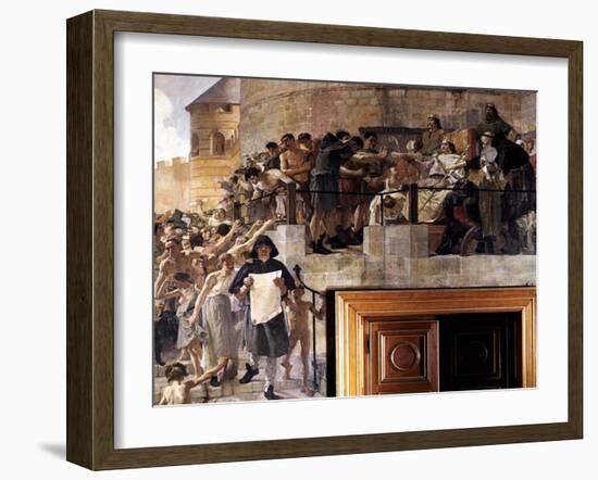 Louis VI of France granting the citizens of Paris their first charter, 12th century (c1858-1921)-Jean-Paul Laurens-Framed Giclee Print