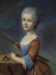 A Young Girl Playing with Her Pet Hamster-Louis Vigee-Framed Premier Image Canvas