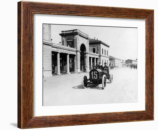 Louis Wagner Driving a Fiat, Coppa Fiorio Motor Race, Bologna, Italy, 1908-null-Framed Photographic Print