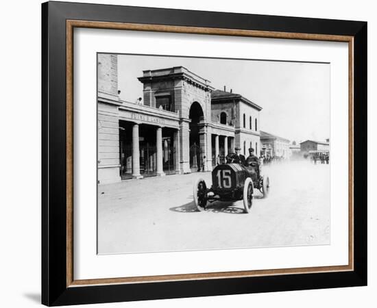 Louis Wagner Driving a Fiat, Coppa Fiorio Motor Race, Bologna, Italy, 1908-null-Framed Photographic Print