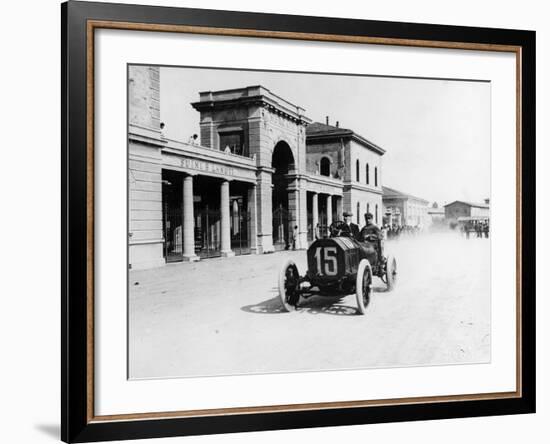 Louis Wagner Driving a Fiat, Coppa Fiorio Motor Race, Bologna, Italy, 1908-null-Framed Photographic Print