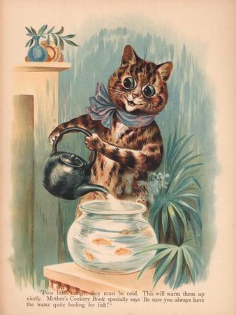 Louis Wain Poster - Kittens In The Kitchen - Louis Wain Cat Print