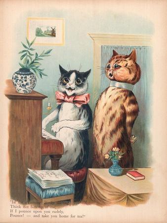 Larger Size* Let Me Think Now Framed Print by Louis Wain