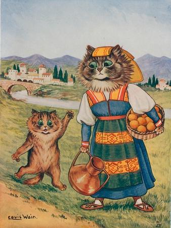  Louis Wain Cats Gathering Poster Canvas Art for Room Picture  Decor Prints Kitchen Wall Bedroom Giclee Painting Artwork Printed Canvas  Decorations Modern Home Office Vertical Painting  (12x18inch(30x45cm),Framed): Posters & Prints