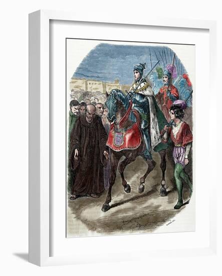 Louis XII (1462-1515) King of France Entering the City of Genoa., 1851. Coloured-Louis Dupre-Framed Giclee Print