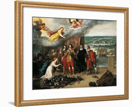 Louis XIII Receiving Keys of La Rochelle During Siege of 1628, France-null-Framed Giclee Print