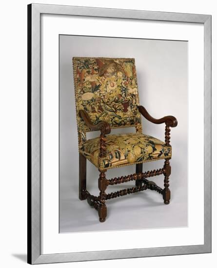 Louis XIII Style Armchair with Turned Frame and Upholstered Back and Seat, France-null-Framed Giclee Print