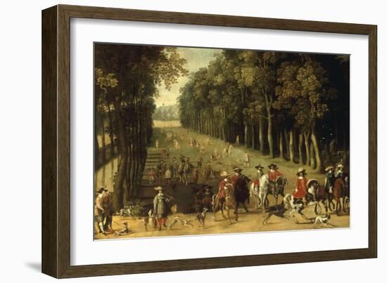 Louis XIII with a Hunting Party in the Forest at Marly-Sebastian Vrancx-Framed Giclee Print