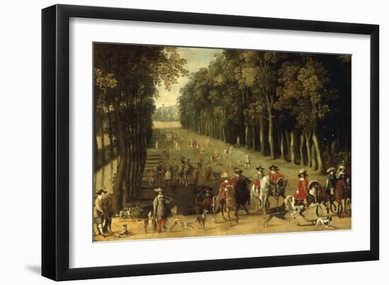 Louis XIII with a Hunting Party in the Forest at Marly-Sebastian Vrancx-Framed Giclee Print