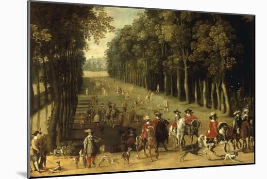 Louis XIII with a Hunting Party in the Forest at Marly-Sebastian Vrancx-Mounted Giclee Print