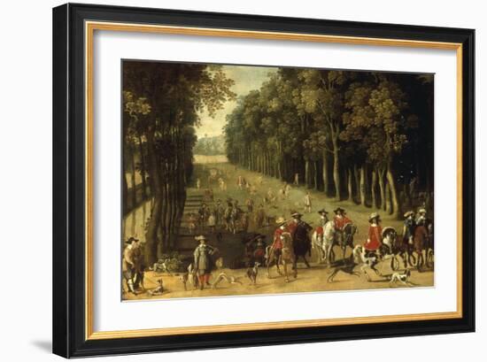 Louis XIII with a Hunting Party in the Forest at Marly-Sebastian Vrancx-Framed Giclee Print