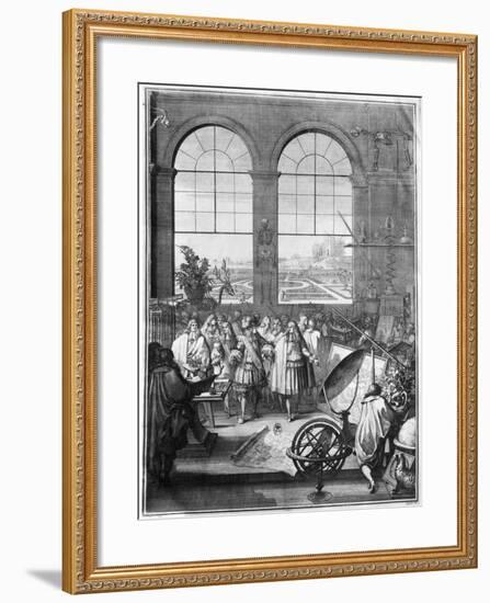 Louis XIV (1638-1715) and His Entourage Visiting the Garden of the King, after 1665-Jacques Sébastien Le Clerc-Framed Giclee Print