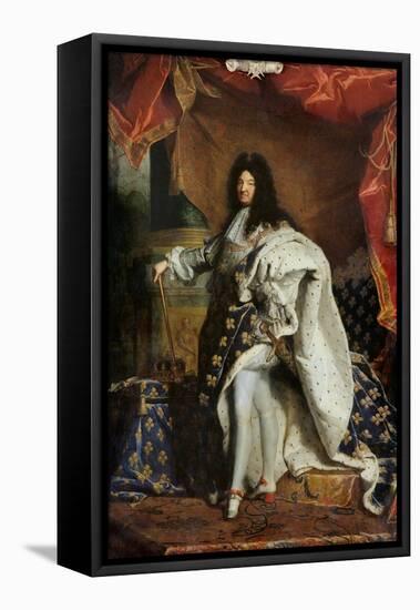 Louis XIV (1638-1715) in Royal Costume, 1701-Hyacinthe Rigaud-Framed Premier Image Canvas