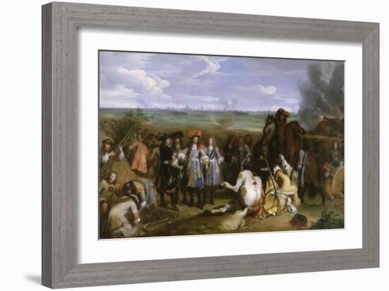 Louis XIV, accompagné de Turenne, du futur maréchal de Duras, visite sous le feu de l'ennemi les-Baudoin Yvart-Framed Giclee Print