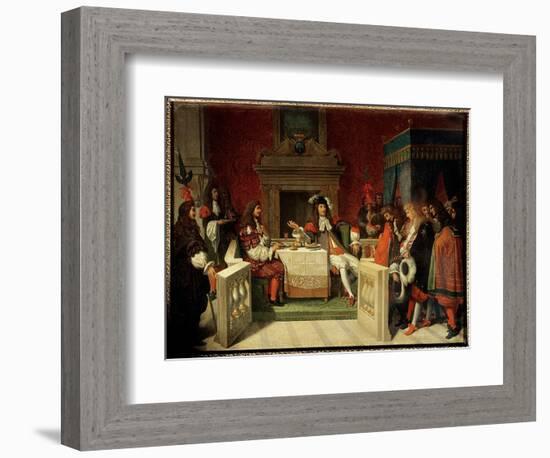 Louis XIV and Moliere: King Louis XIV (1638-1715) and Jean Baptiste Poquelin Dit Moliere (1622-1673-Jean Auguste Dominique Ingres-Framed Giclee Print