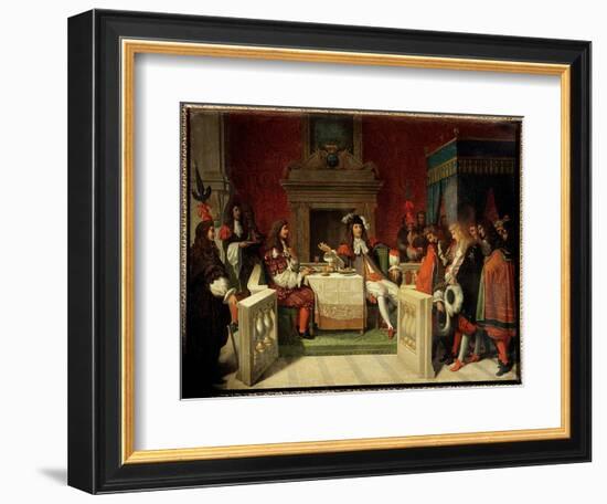 Louis XIV and Moliere: King Louis XIV (1638-1715) and Jean Baptiste Poquelin Dit Moliere (1622-1673-Jean Auguste Dominique Ingres-Framed Giclee Print