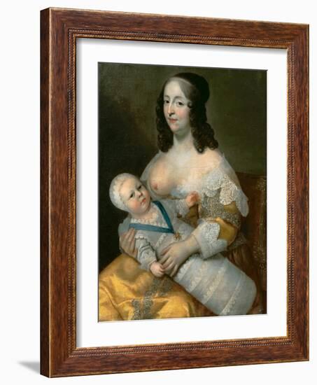 Louis XIV as an Infant with His Nurse Longuet De La Giraudière-Henri Beaubrun-Framed Giclee Print