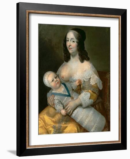 Louis XIV as an Infant with His Nurse Longuet De La Giraudière-Henri Beaubrun-Framed Giclee Print