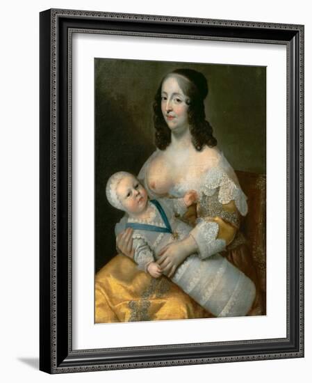 Louis XIV as an Infant with His Nurse Longuet De La Giraudière-Henri Beaubrun-Framed Giclee Print