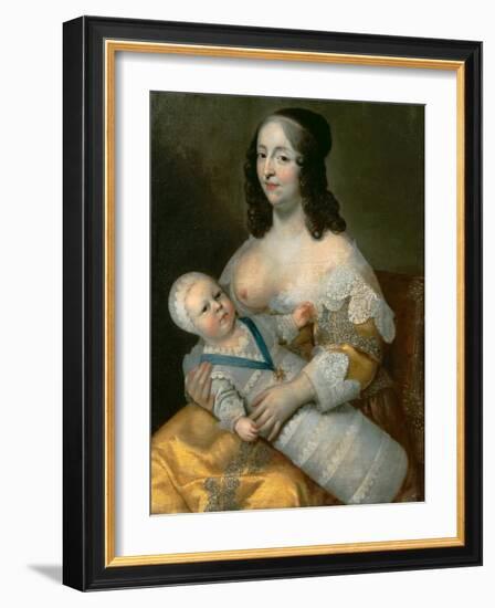 Louis XIV as an Infant with His Nurse Longuet De La Giraudière-Henri Beaubrun-Framed Giclee Print