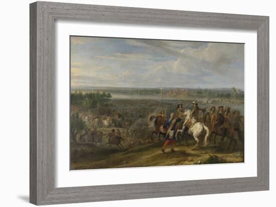 Louis XIV Crossing into the Netherlands at Lobith-Adam Frans van der Meulen-Framed Art Print