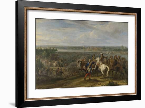Louis XIV Crossing into the Netherlands at Lobith-Adam Frans van der Meulen-Framed Art Print