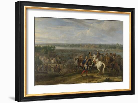 Louis XIV Crossing into the Netherlands at Lobith-Adam Frans van der Meulen-Framed Art Print