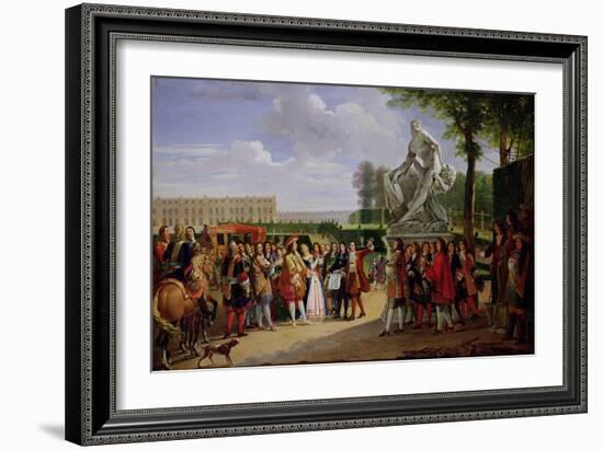 Louis XIV Dedicating Puget's "Milo of Crotona" in the Gardens at Versailles, 1819-Anicet-Charles Lemonnier-Framed Giclee Print