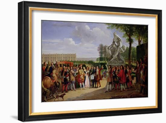 Louis XIV Dedicating Puget's "Milo of Crotona" in the Gardens at Versailles, 1819-Anicet-Charles Lemonnier-Framed Giclee Print